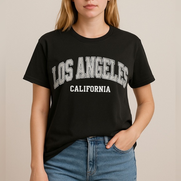 Tops - Los Angeles California Graphic Tee Black Size Large